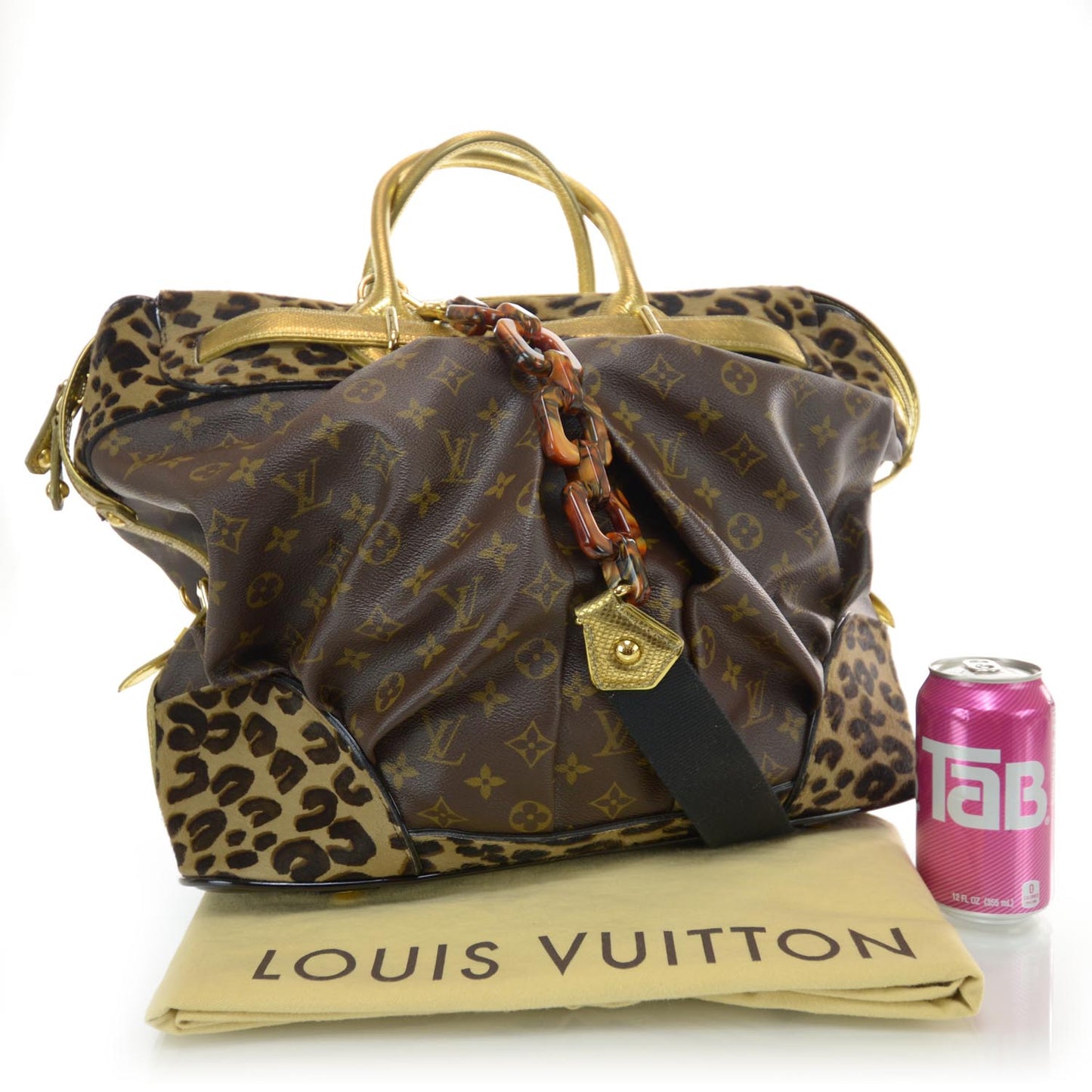Monogram Leopard Pleated Steamer Bag