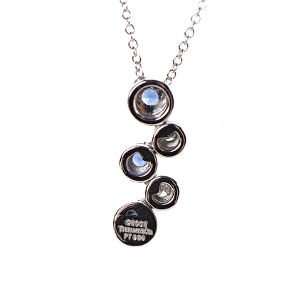 Tiffany Platinum Diamond Blue Sapphire Bubble Pendant Necklace 5 of 8
