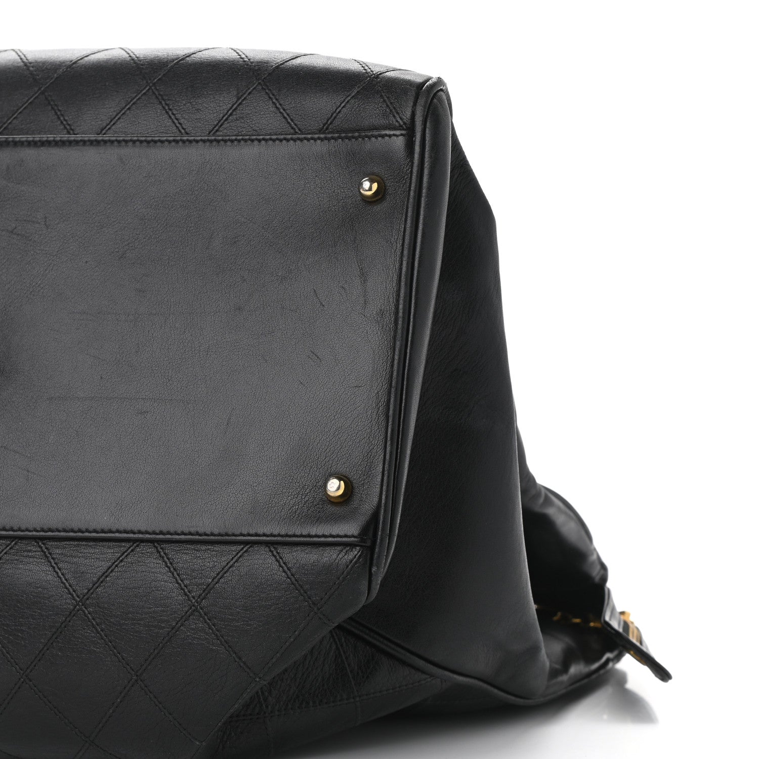 Chanel Calfskin Stitched XL Weekender Black 12 of 14