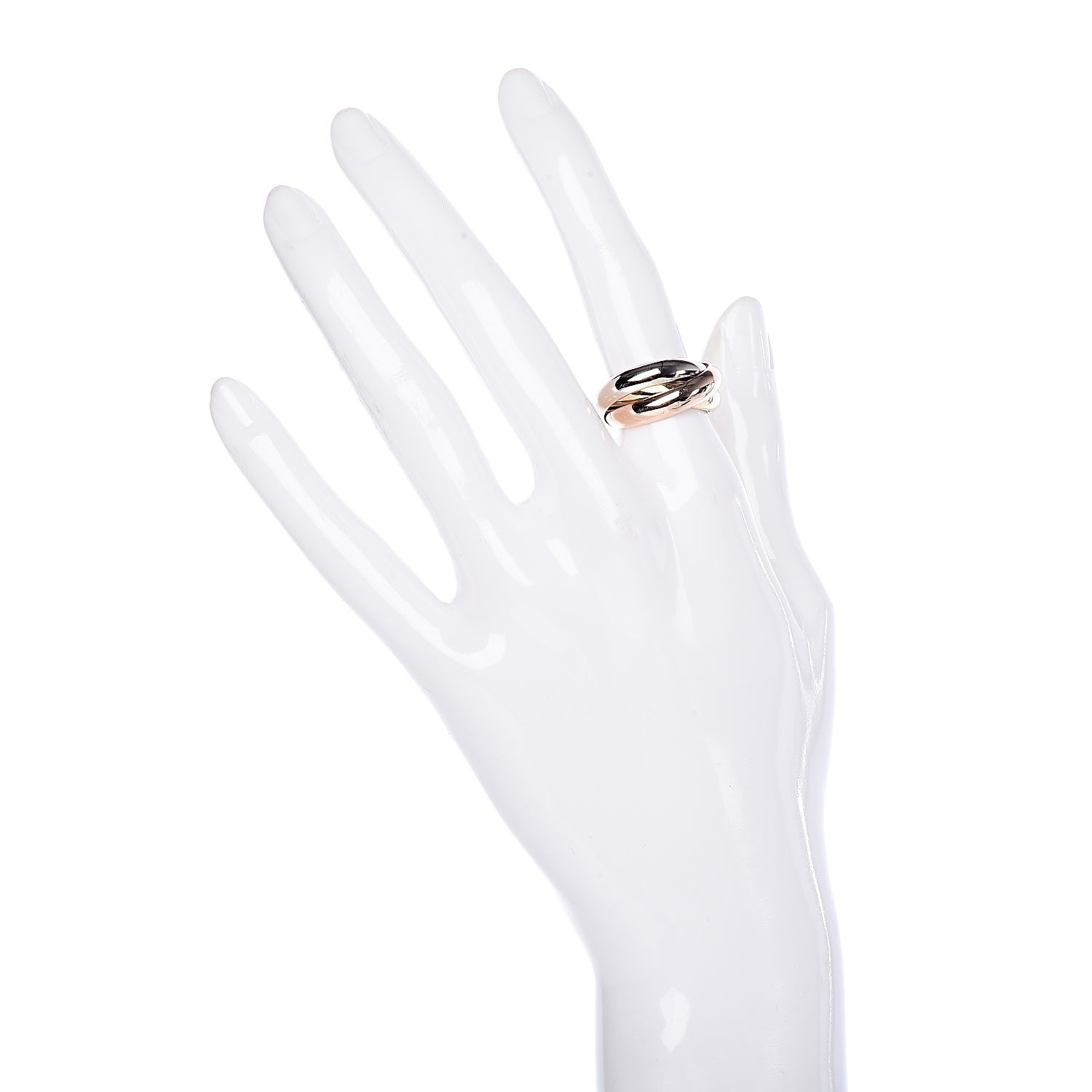 Cartier 18K Pink Yellow White Gold Large Trinity Ring 51 5.75 2 of 5
