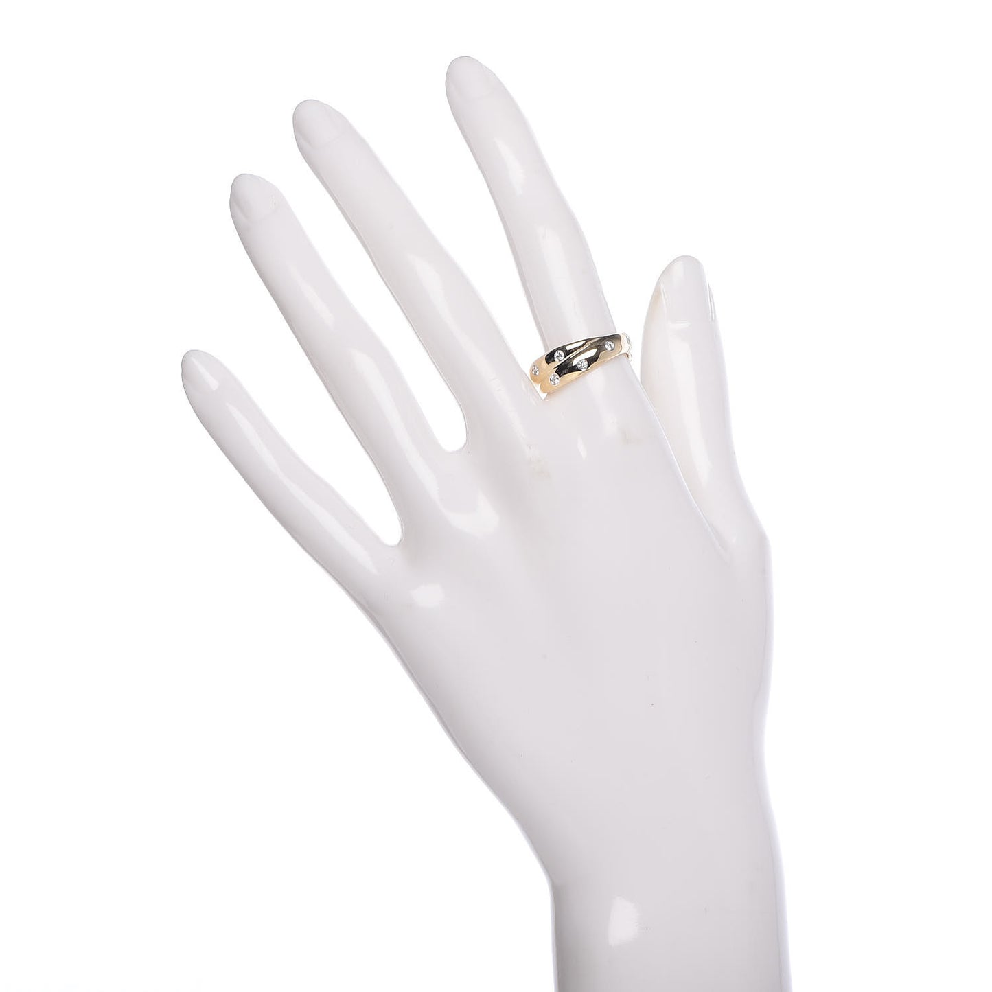 18K Yellow Gold Platinum Diamond Etoile Twist Band Ring 54 6.75
