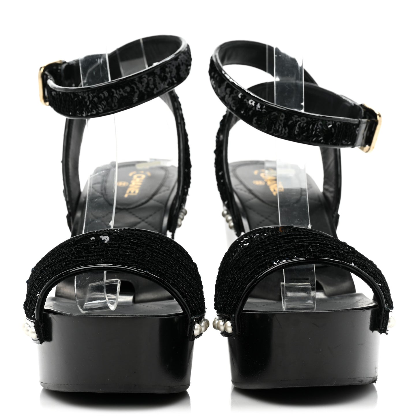 Sequin Wedge Sandals 40.5 Black