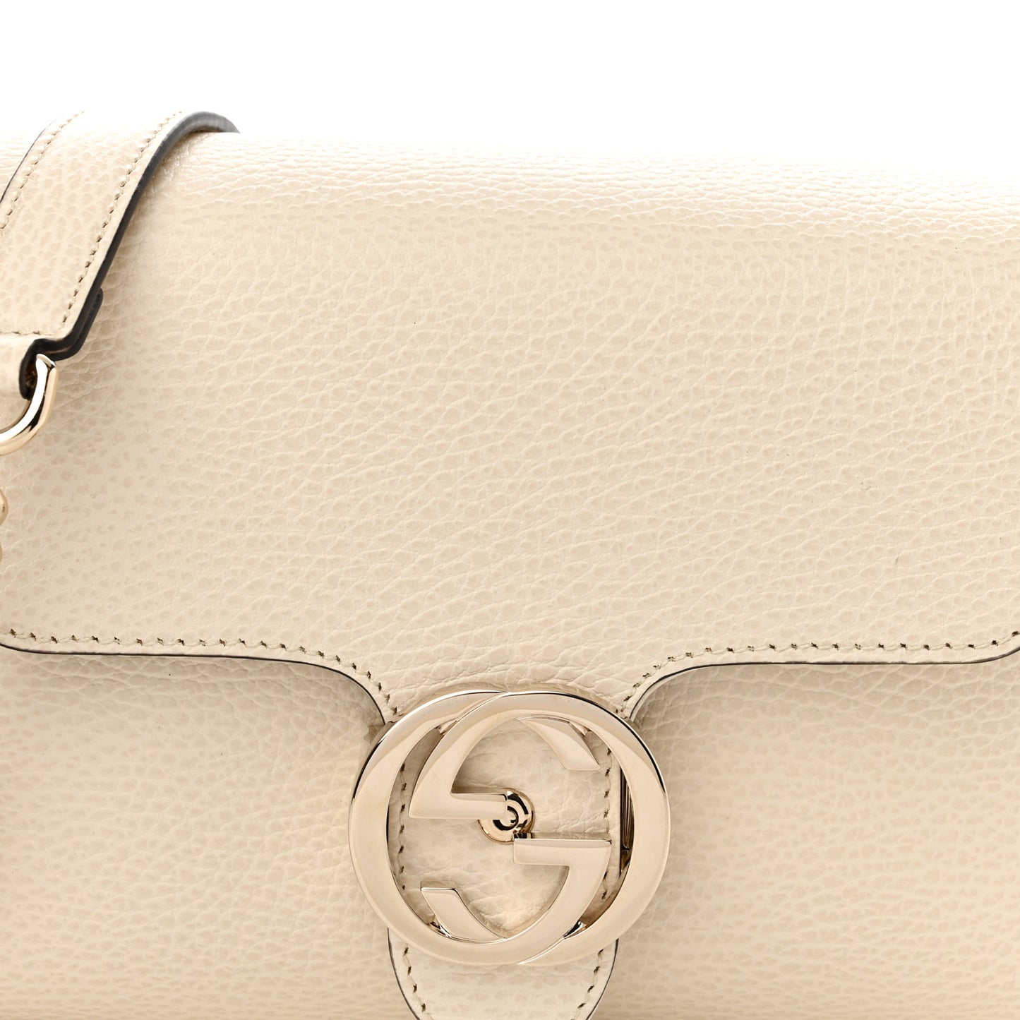 Dollar Calfskin Interlocking G Crossbody Bag Mystic White