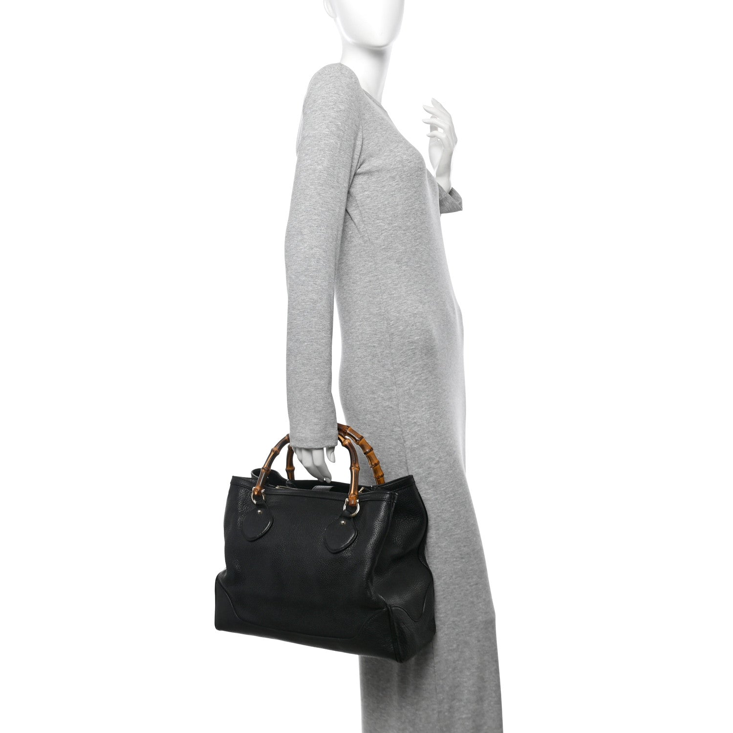 Gucci Grained Calfskin Medium Diana Bamboo Top Handle Tote Black 2 of 14