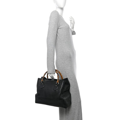 Gucci Grained Calfskin Medium Diana Bamboo Top Handle Tote Black 2 of 14