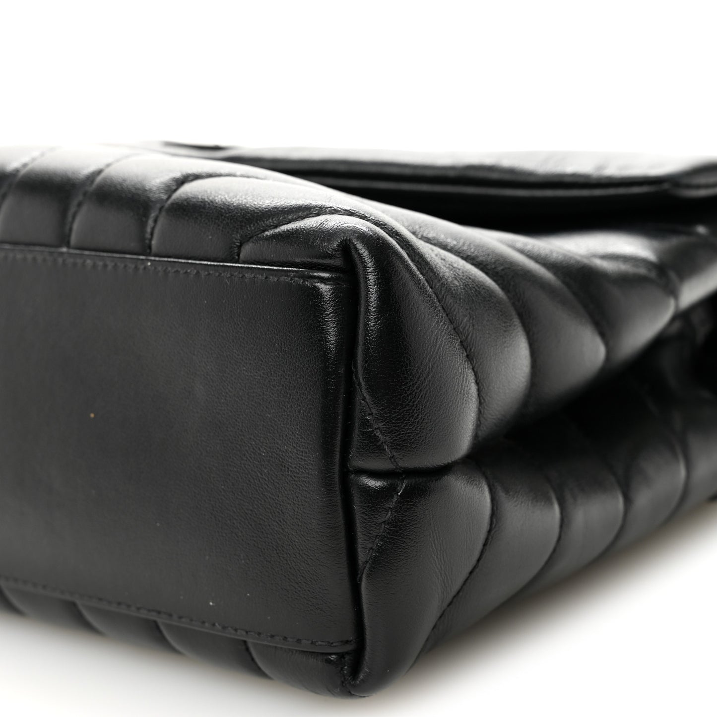 Calfskin Y Quilted Monogram Monochrome Small Loulou Chain Satchel Black