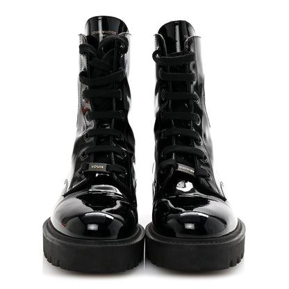 Louis Vuitton Patent Territory Ranger Boots 38 Black 3 of 10