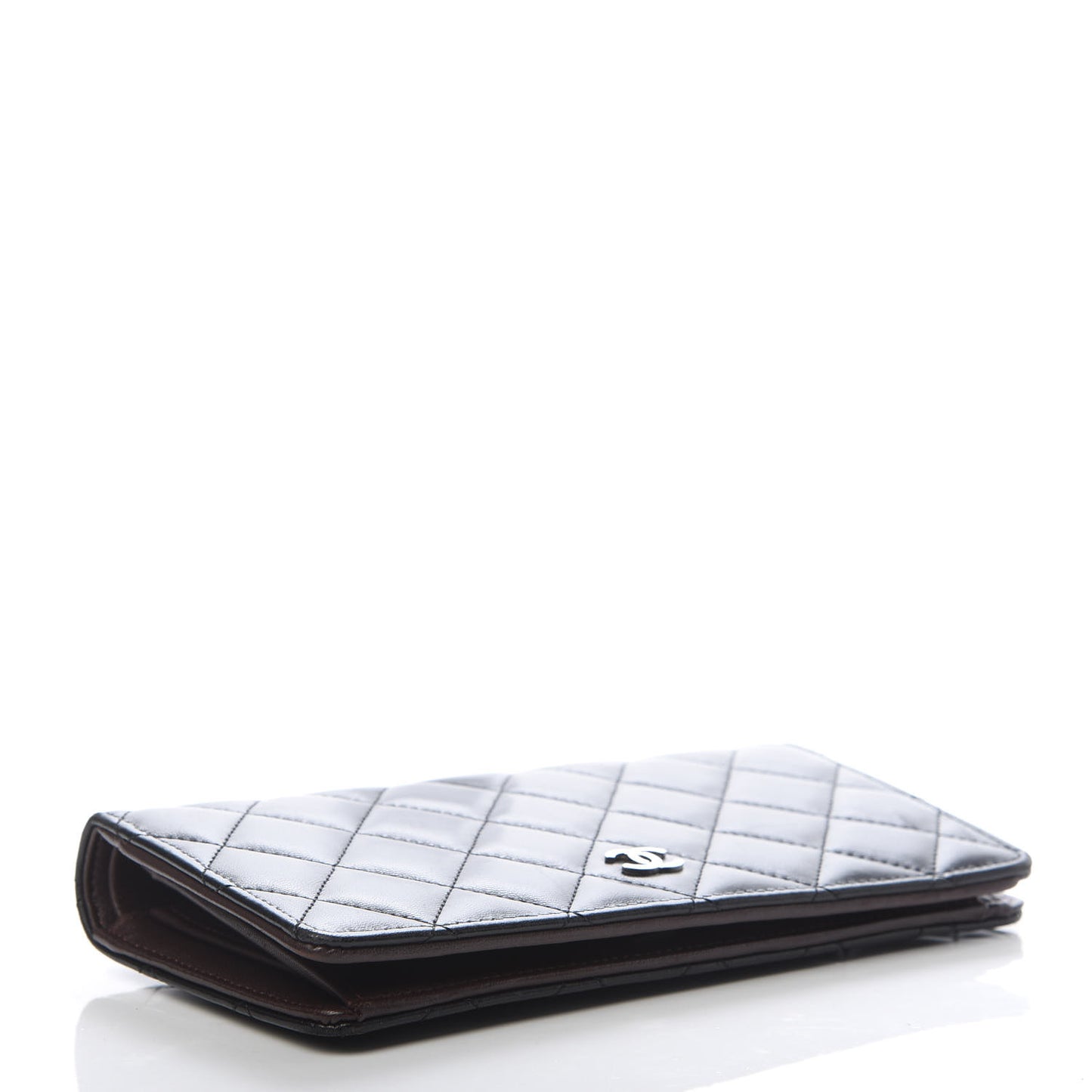 Lambskin Quilted Yen Wallet Black