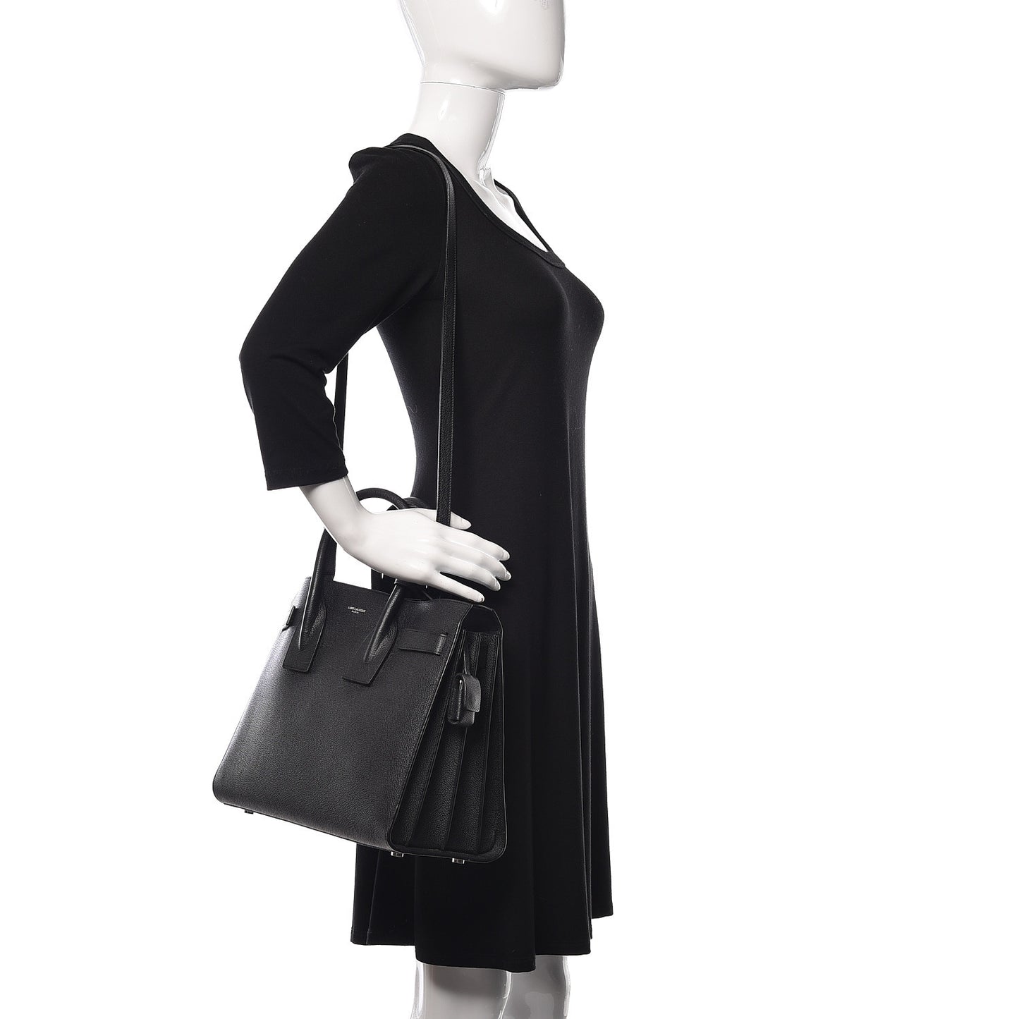 Grained Calfskin Small Sac De Jour Black