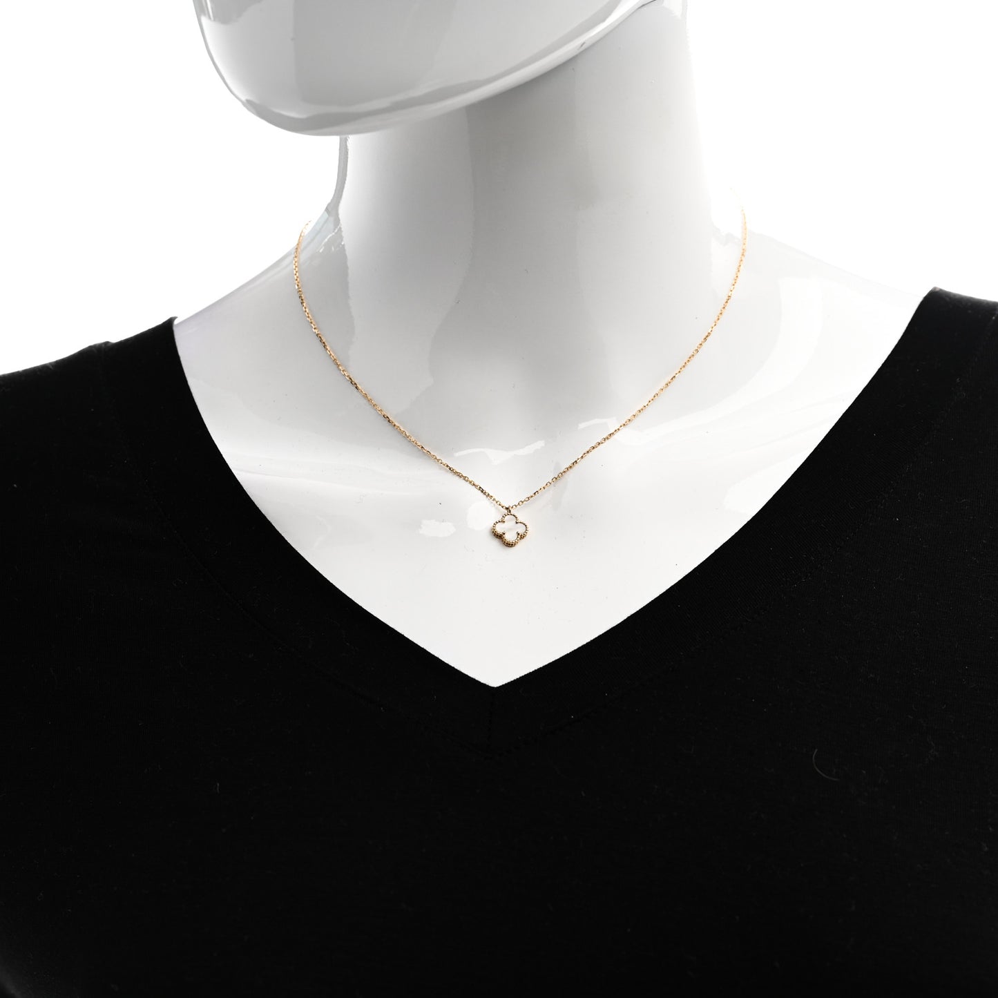 18K Yellow Gold Mother of Pearl Sweet Alhambra Pendant Necklace