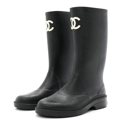 Chanel Caoutchouk CC High Boots 38 Black 4 of 9