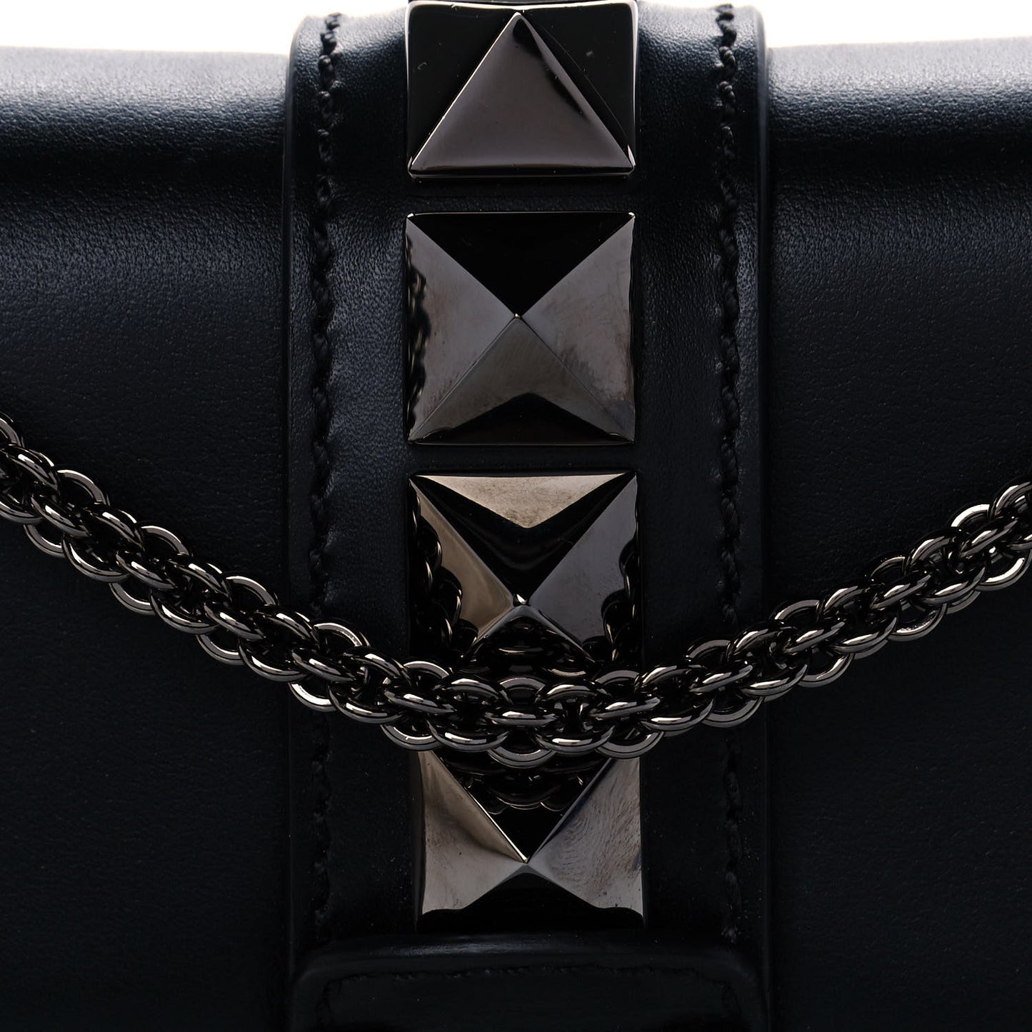 Vitello Small Glam Lock Rockstud Flap Black