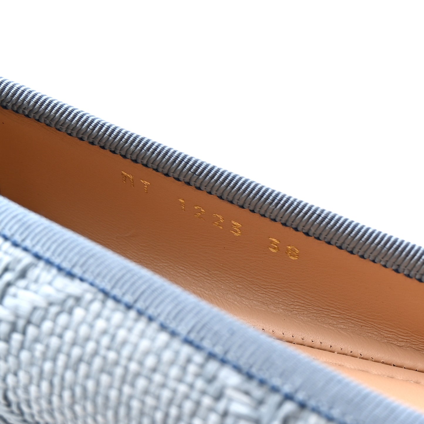 Raffia Cannage Ballet Flat 38 Bleu Pastel