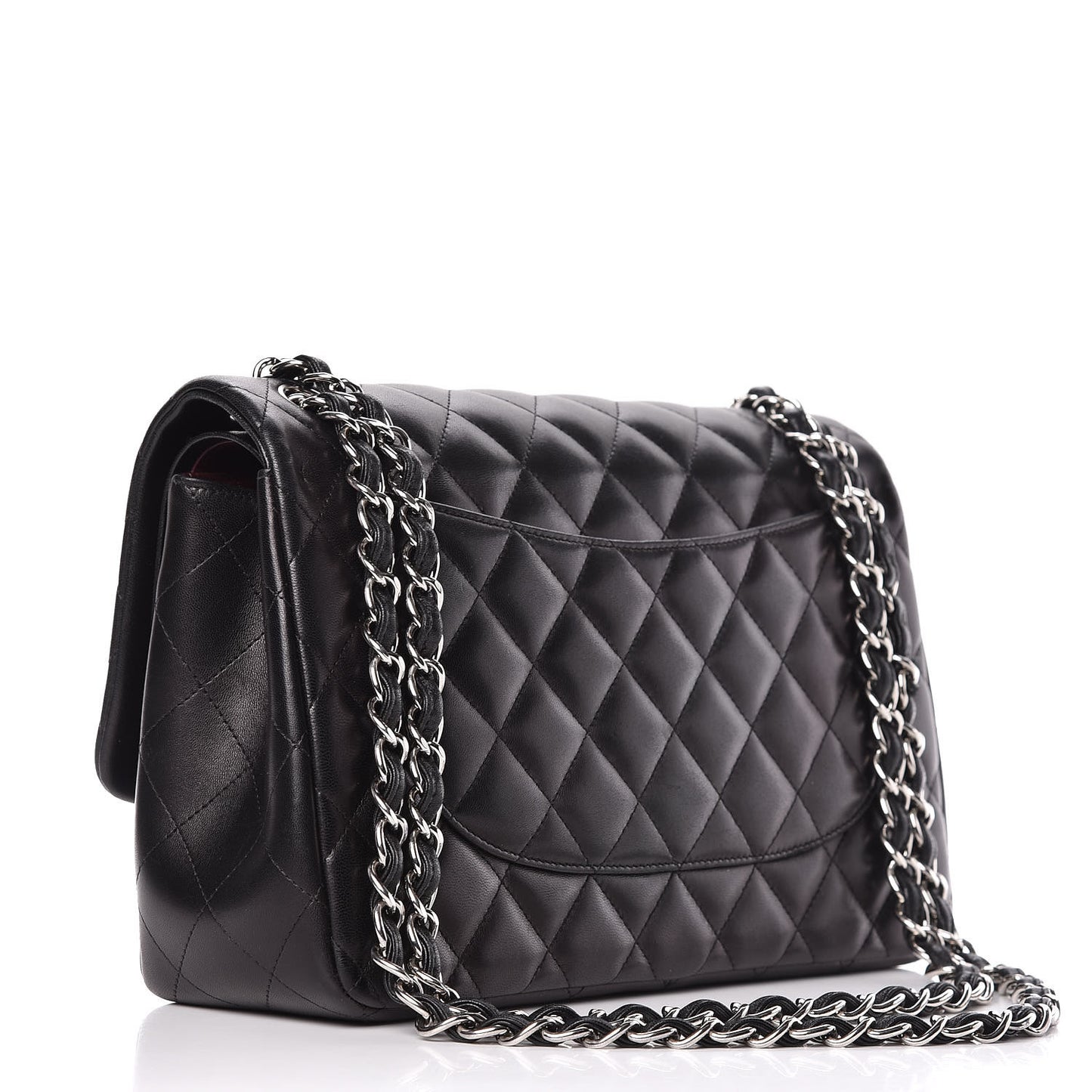 Lambskin Quilted Jumbo Double Flap Black