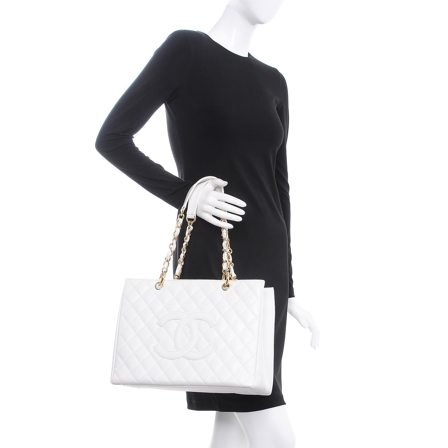 Chanel Caviar Quilted Grand Shopping Tote GST White 2 of 7