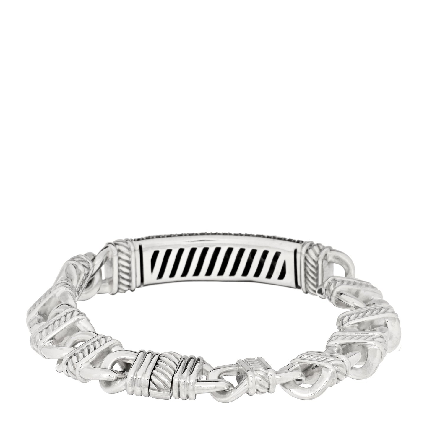 Sterling Silver Black Diamond ID Link Bracelet