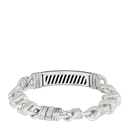 David Yurman Sterling Silver Black Diamond ID Link Bracelet 2 of 3