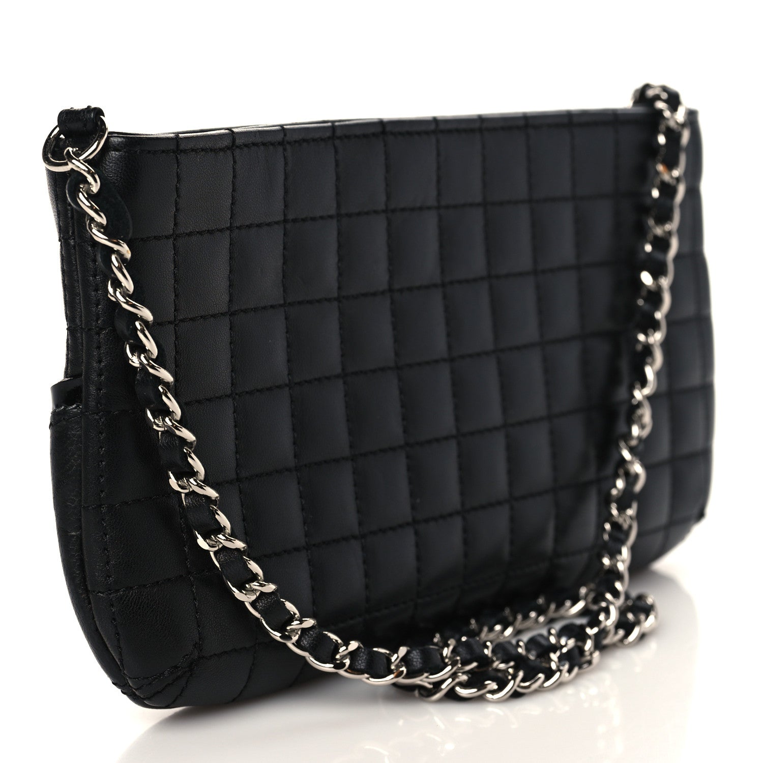 Chanel Lambskin Camellia No. 5 Chain Pouch Black 2 of 9