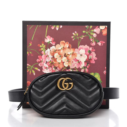 Gucci Calfskin Matelasse GG Marmont Belt Bag 105 42 Black 8 of 8