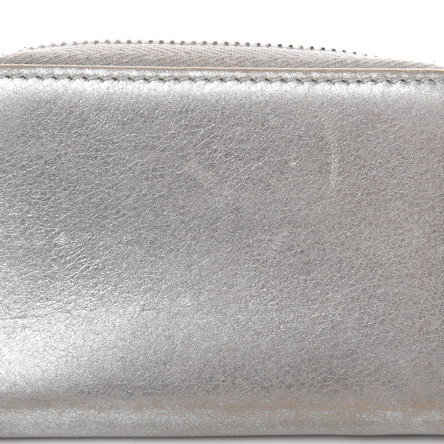 Metallic Calfskin Timeless Zip Coin Purse Silver Black