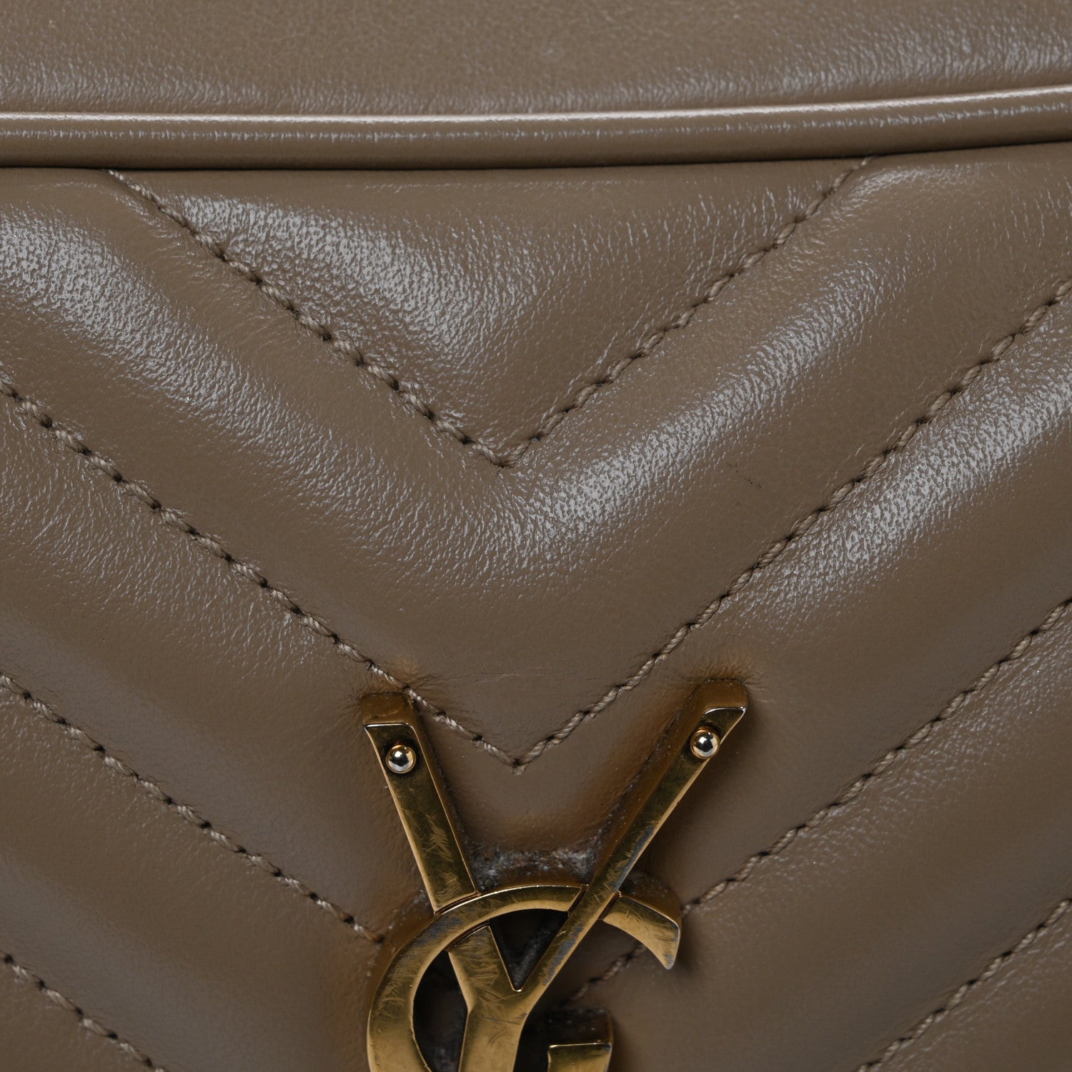 Saint Laurent Calfskin Matelasse Monogram Lou Camera Bag Taupe 9 of 15