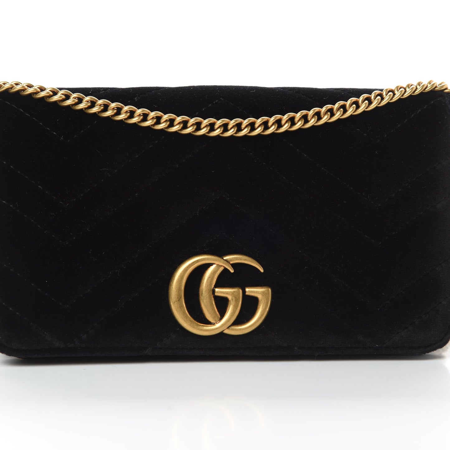 Velvet Matelasse GG Marmont Mini Bag Black