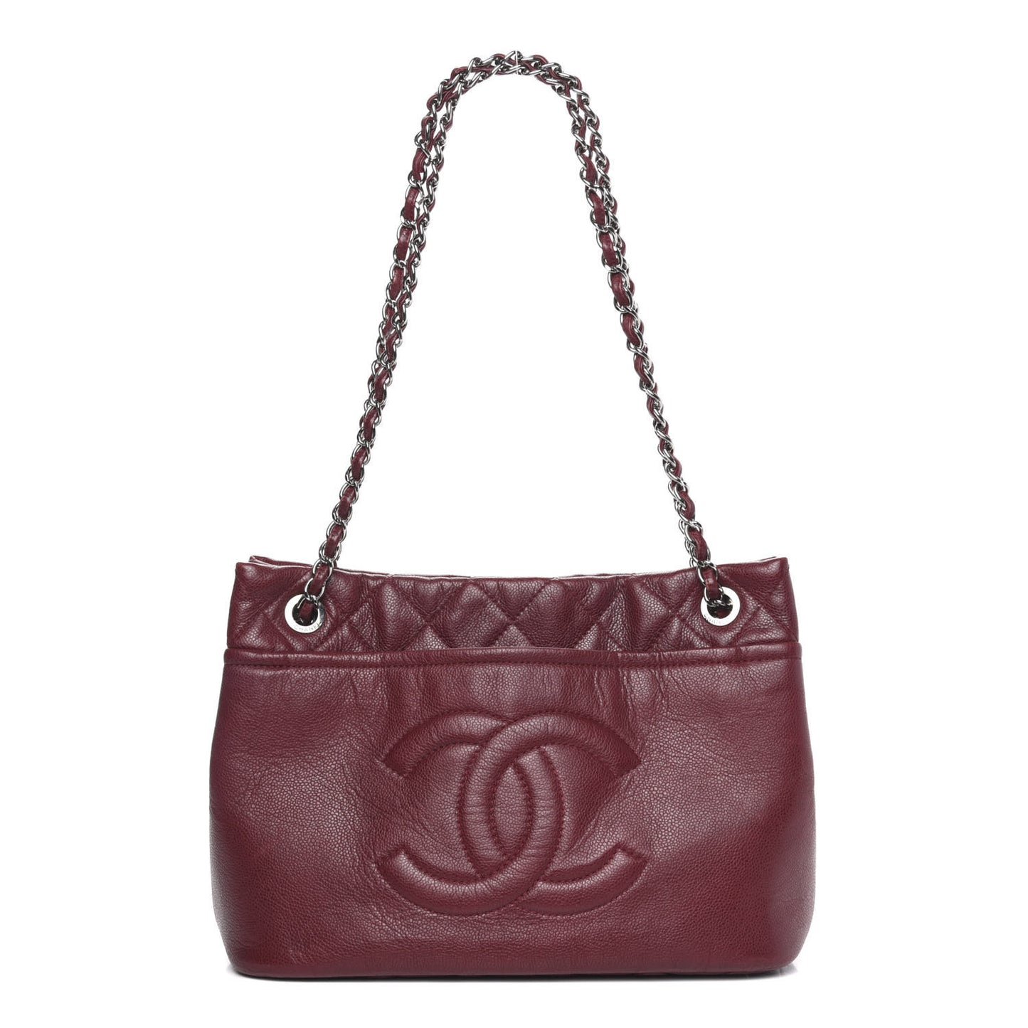 Caviar Quilted Timeless CC Soft Tote Dark Red