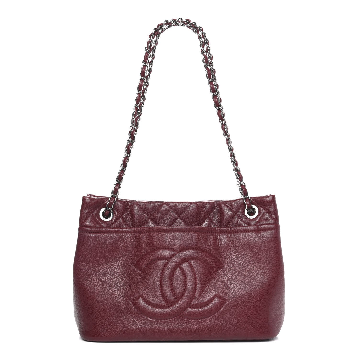 Chanel Caviar Quilted Timeless CC Soft Tote Dark Red 1 of 14