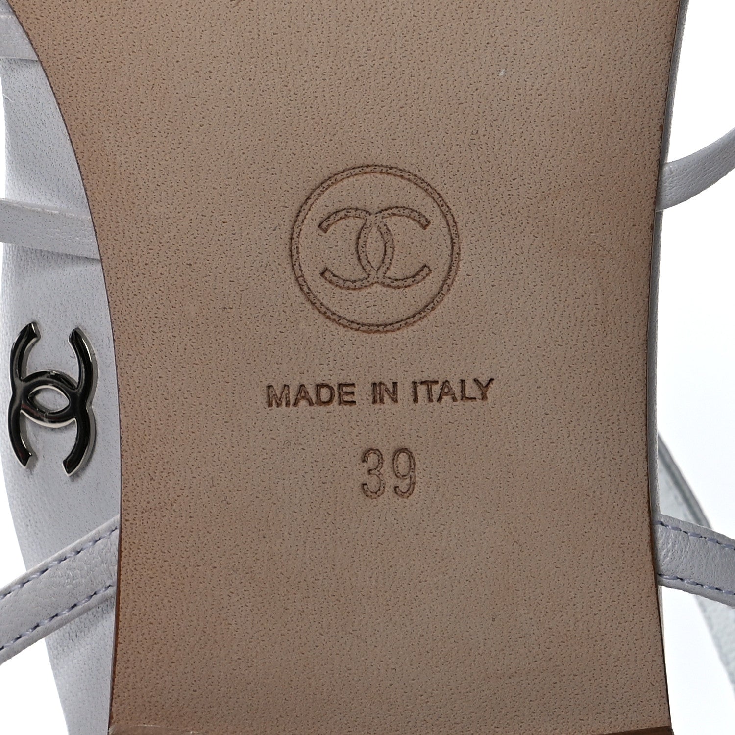 Chanel Lambskin CC Sandals 39 White 7 of 8