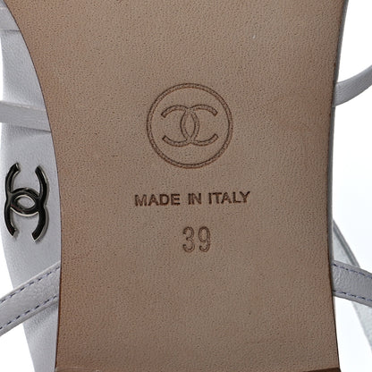 Chanel Lambskin CC Sandals 39 White 7 of 8