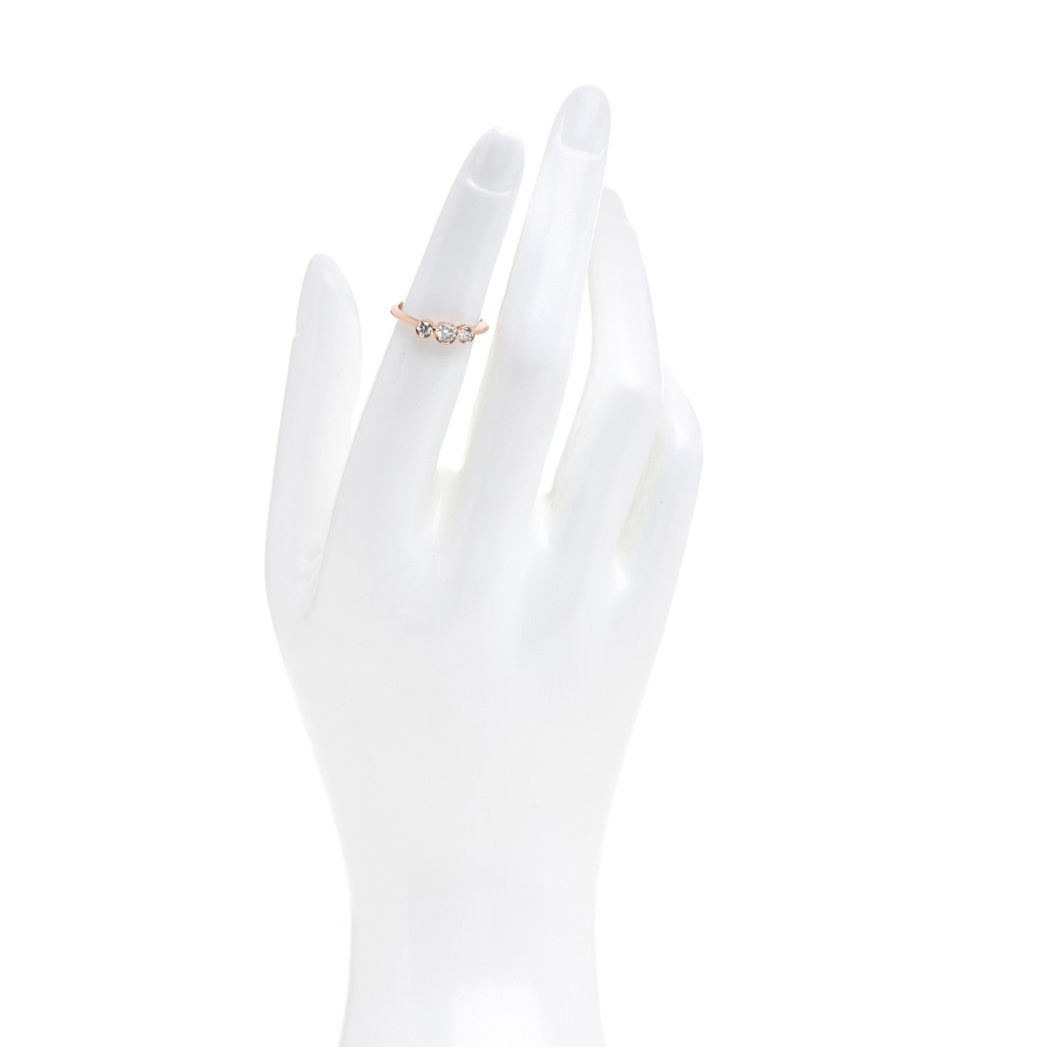 Tiffany 18K Rose Gold Diamond Three Stone Milgrain Ring 48 4.5 2 of 5
