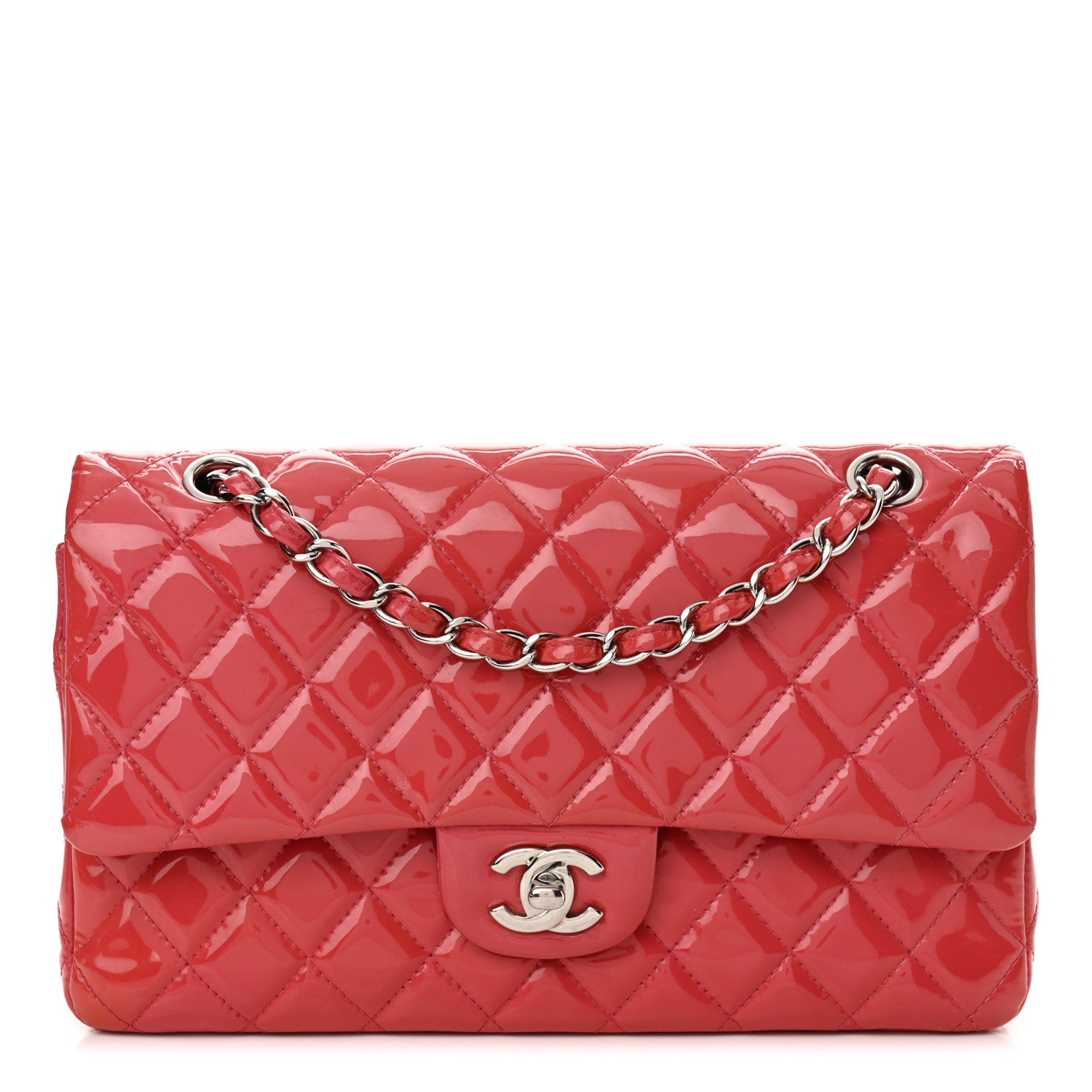Chanel Patent Quilted Medium Double Flap Dark Pink 1 of 13