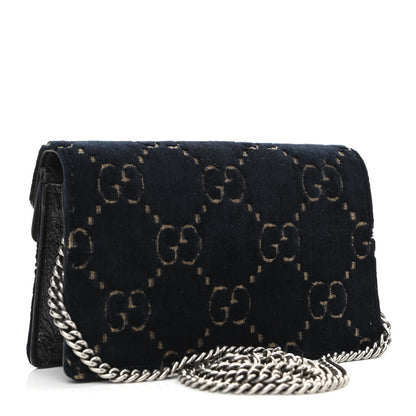 Gucci Velvet GG Monogram Super Mini Dionysus Shoulder Bag Blue Beige Black 3 of 9