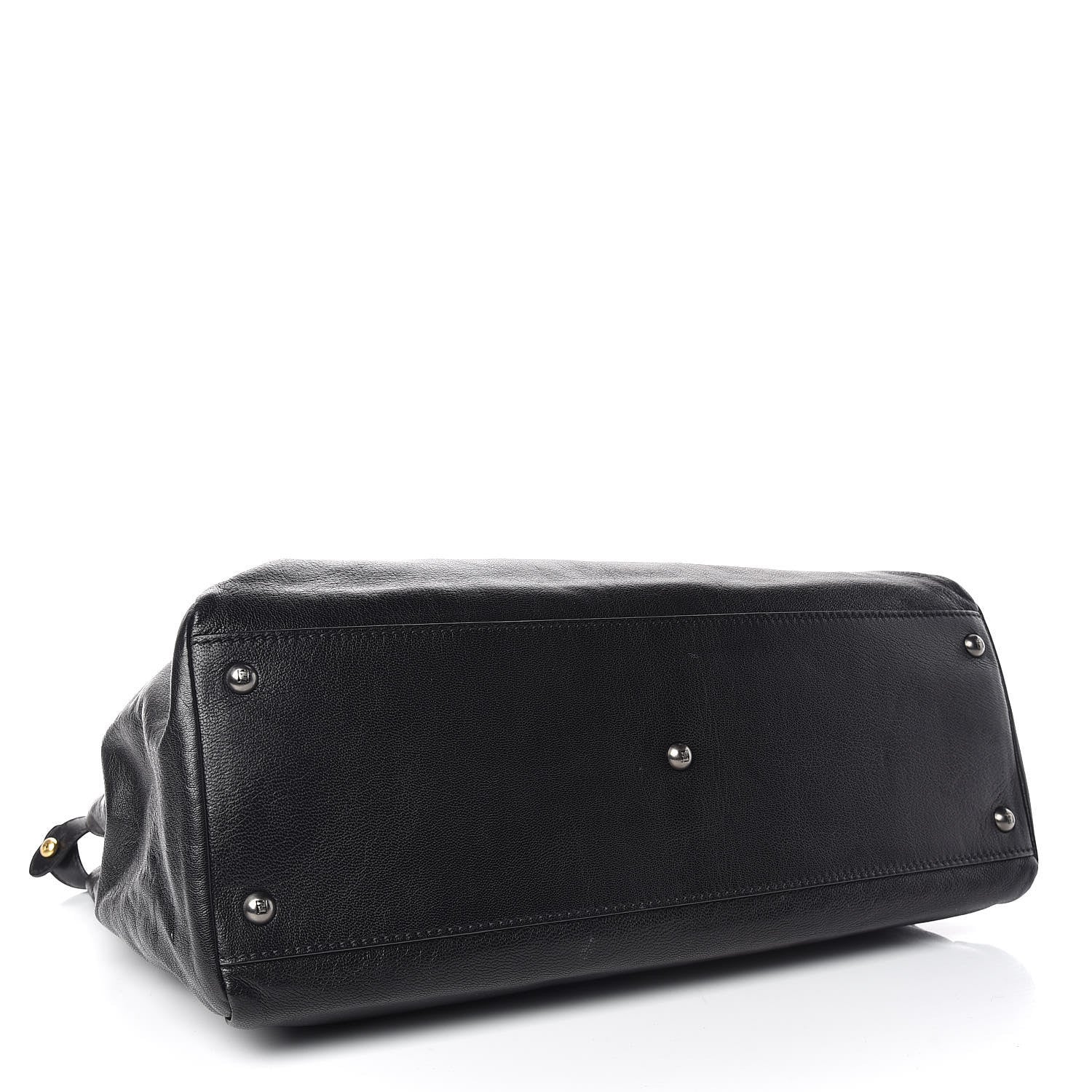 Fendi Goatskin Zucca Large Peekaboo Iconic Satchel Black Tobacco 5 of 12