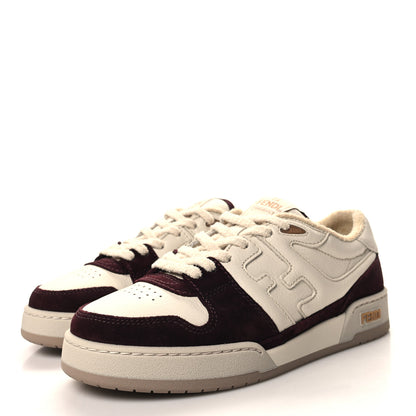 Fendi Grained Calfskin Mens Fendi Match Low Top Sneakers 7 White Burgundy Amber 3 of 8