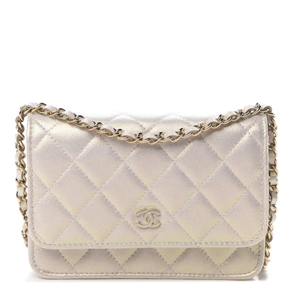 Chanel Iridescent Lambskin Quilted Mini Wallet On Chain WOC Ivory 1 of 11