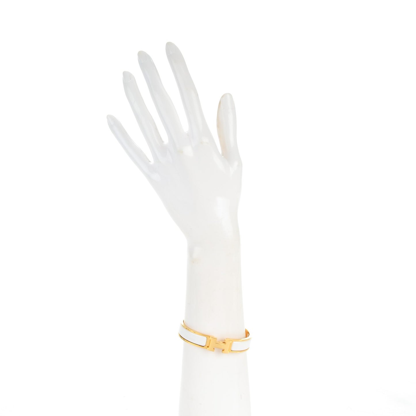 Enamel Narrow Clic Clac H Bracelet GM White