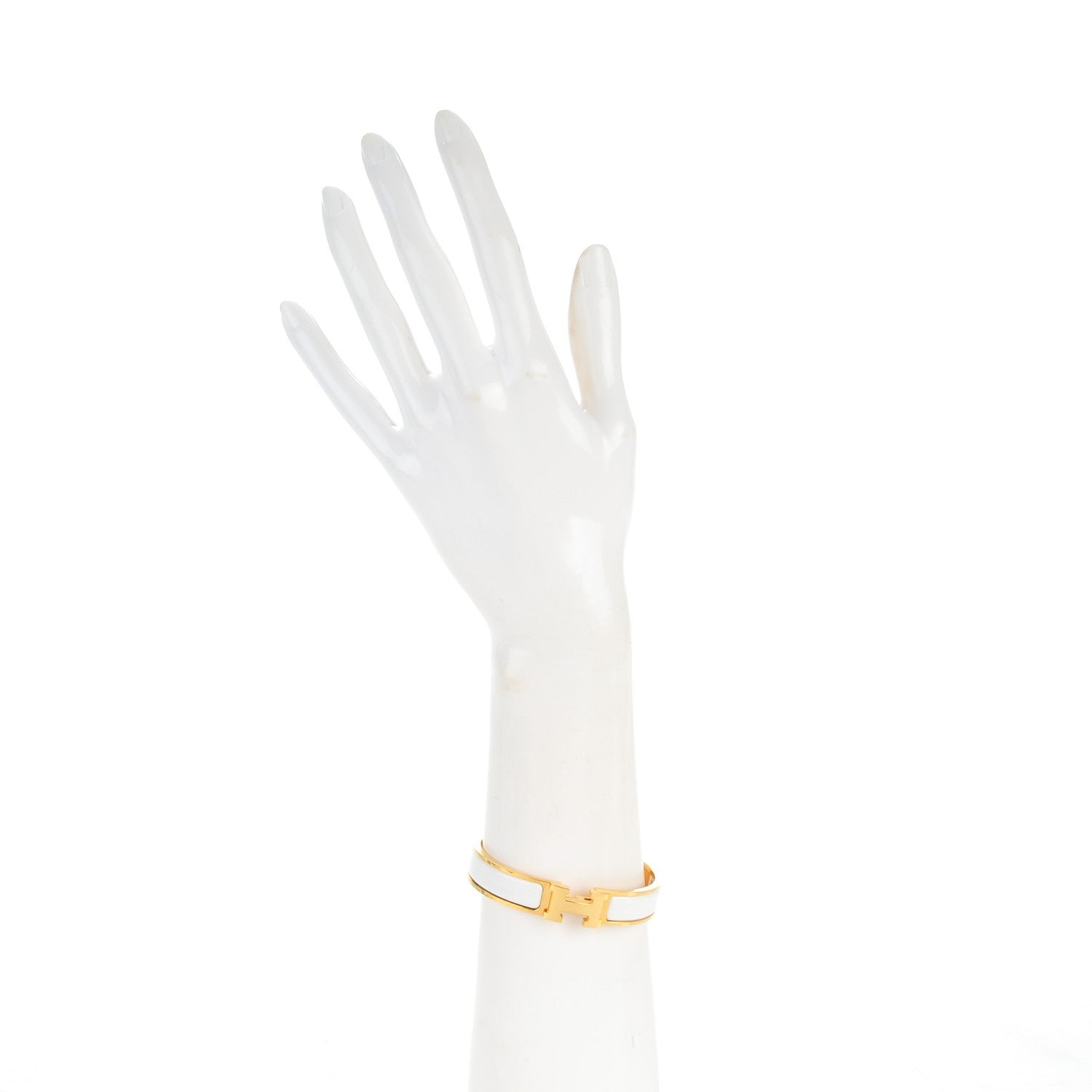 Hermes Enamel Narrow Clic Clac H Bracelet GM White 2 of 5