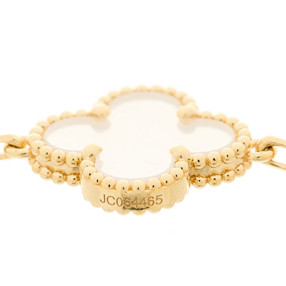Van Cleef & Arpels 18K Yellow Gold Rock Crystal 5 Motifs Vintage Alhambra Bracelet 2 of 5