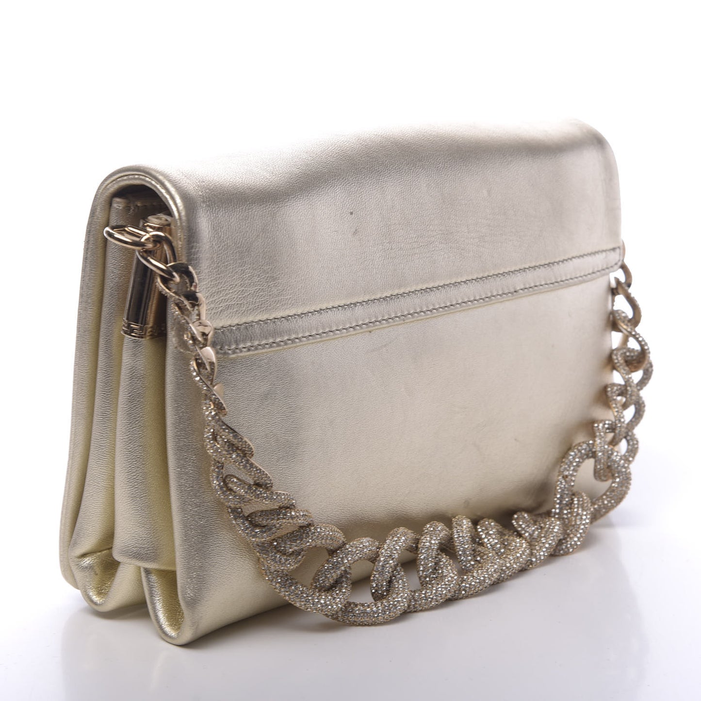 Metallic Nappa Crystal Palazzo Sultan Evening Bag Gold