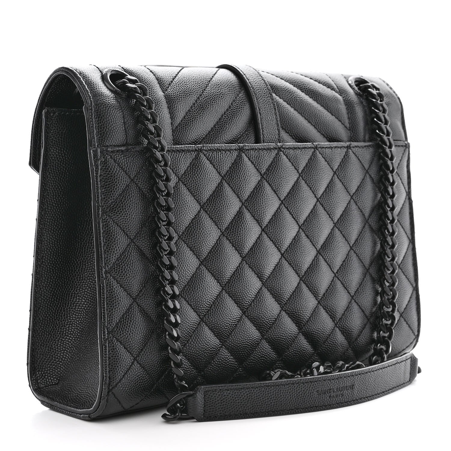 Saint Laurent Grain De Poudre Textured Mixed Matelasse Triquilt Medium Monogram Monochrome Satchel Black 3 of 10
