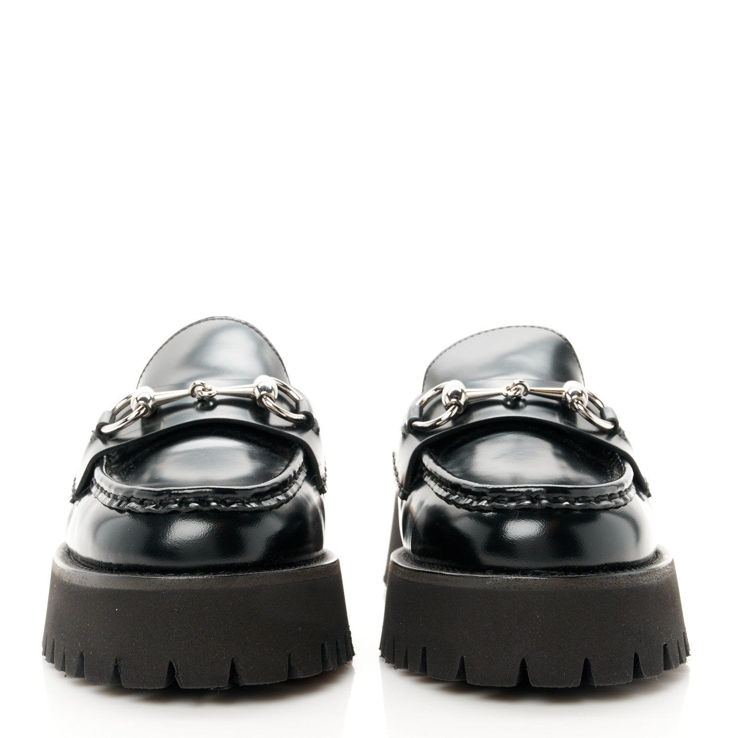 Gucci Magnum Calfskin Womens Horsebit Platform Mules 37 Black 2 of 11