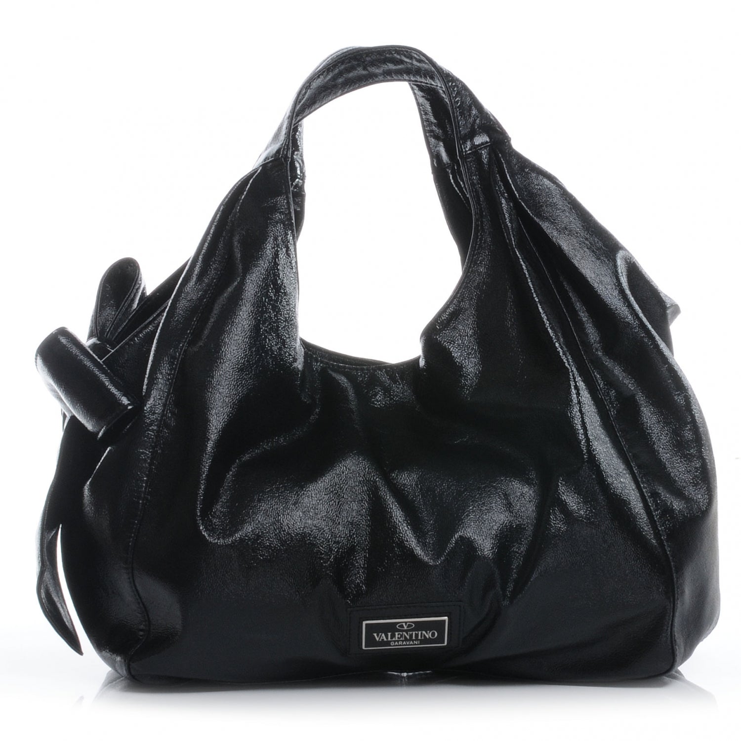 Valentino Garavani Crinkled Canvas Nuage Bow Tote Black 1 of 7