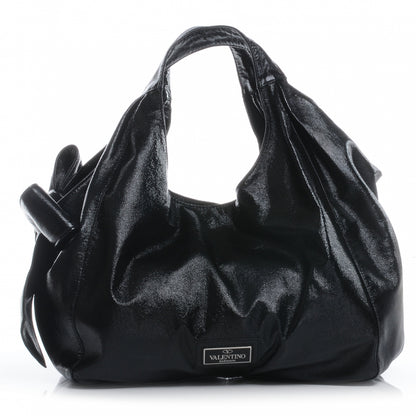 Valentino Garavani Crinkled Canvas Nuage Bow Tote Black 1 of 7
