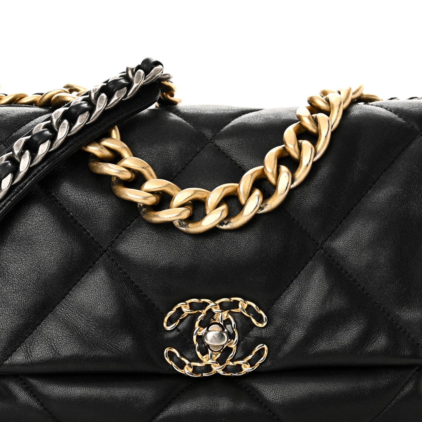 Lambskin Quilted Large Chanel 19 Flap Black