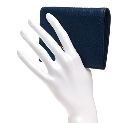 Prada Vitello Daino Small Bi-Fold Wallet Bluette Bluette 2 of 11