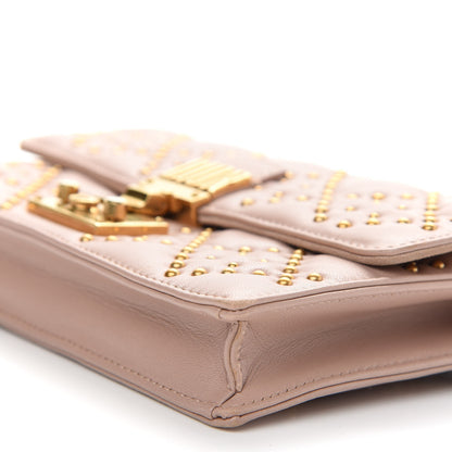 Christian Dior Lambskin Cannage Studded Dioraddict Wallet on Chain Clutch Nude 9 of 9