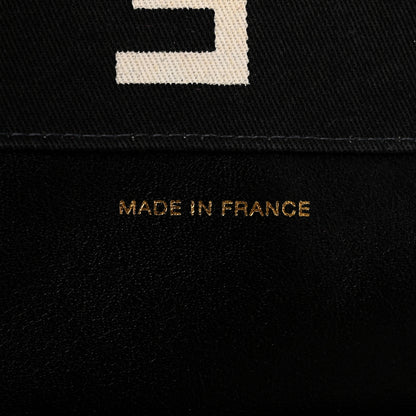 Chanel Canvas Printed Quilted Logo Tote Black White 7 of 11