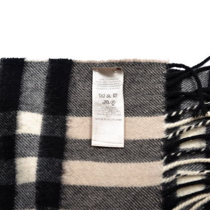 Burberry Cashmere Giant Check Fringe Scarf Brown Multicolor 4 of 4