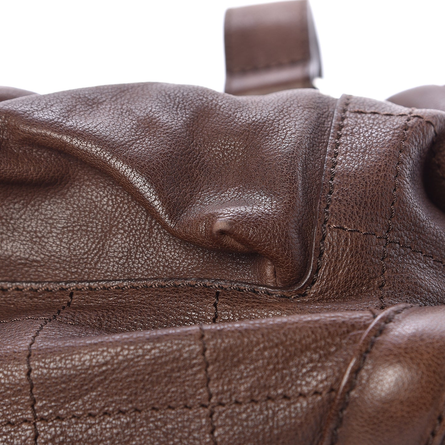 Calfskin Stitched Outdoor Ligne Bowler Brown